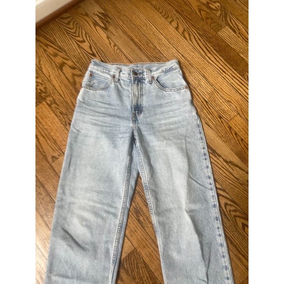 LEVI'S Raw Hem High Rise Loose Fit Straight Leg Dad Jeans - Size 24 - Picture 5 of 10